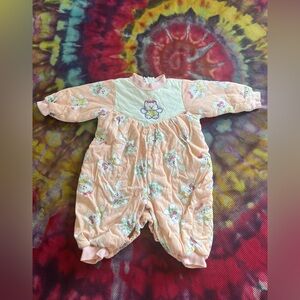 🐱🎀Vintage 90s Baby Quilted Longsleeve Onesie Sprockets by Mervyns Kitty Cat